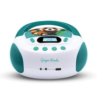 mooov 477414 Detský CD prehrávač Panda MP3 a USB port – AUX-in – konektor na slúchadlá – prenosná stanica s rukoväťou – napájanie zo siete alebo na batérie 2