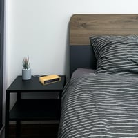 Ceas deșteptător cu LED-uri din bambus mooov, culoare lemn negru, cu termometru de interior, luminozitate reglabilă și 3 setări de alarmă 3