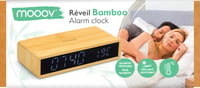 Ceas deșteptător cu LED-uri din bambus mooov, culoare lemn negru, cu termometru de interior, luminozitate reglabilă și 3 setări de alarmă 8