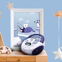 CD MP3 player pentru copii MOOOV Iceberg 477179 cu port USB, intrare AUX și ieșire pentru căști, portabil, violet-alb 5