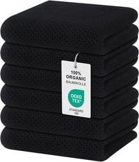 Kuchynské utierky Moosfor, 100 % bavlna, 6 ks, 32 x 72 cm, mäkké a savé, prémiové utierky na riad, čistiace utierky, čierne 1