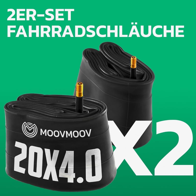MOOVMOOV 2 db 20 x 4.0 fat bike belső gumi 100-406 Schrader AV 33 mm egyenes szelepheggyel hegyikerékpár elektromos kerékpárhoz
