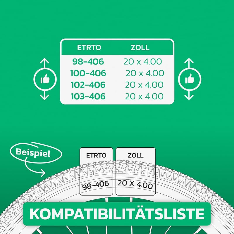 MOOVMOOV 2 db 20 x 4.0 fat bike belső gumi 100-406 Schrader AV 33 mm egyenes szelepheggyel hegyikerékpár elektromos kerékpárhoz