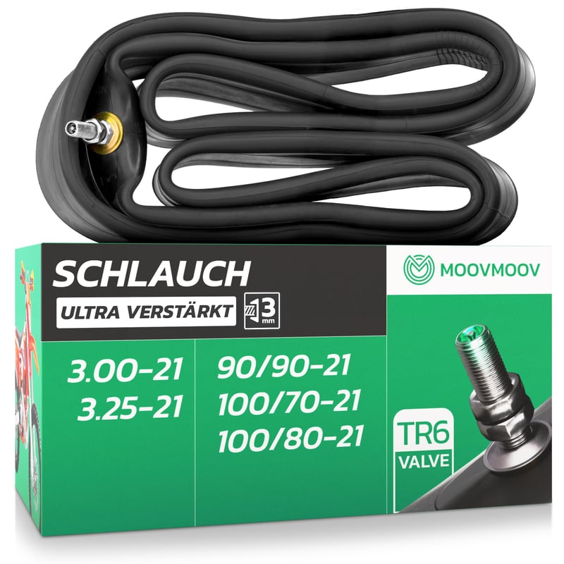 Duša na motocykel MoovMoov 21 palcov pre rozmery pneumatík 90/90-21, 100/70-21, 100/80-21 a 3.00-21 – Predné koleso – Trail, Enduro, Motocross – Standard