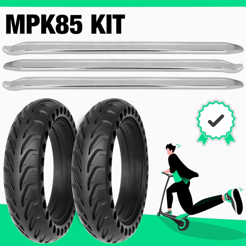 MOOVMOOV 8,5×2 Defektmentes Tömör Gumi Szett Xiaomi Rollerhez - 3 Szerelőrúddal, Elektromos Roller Alkatrész, Kerékcsere Készlet