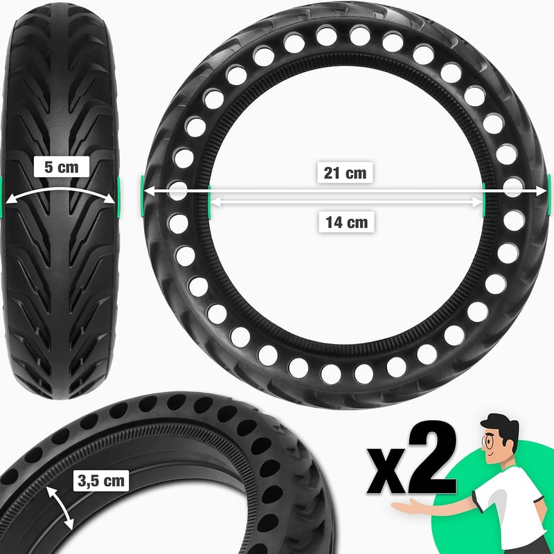 MOOVMOOV 8,5×2 Defektmentes Tömör Gumi Szett Xiaomi Rollerhez - 3 Szerelőrúddal, Elektromos Roller Alkatrész, Kerékcsere Készlet