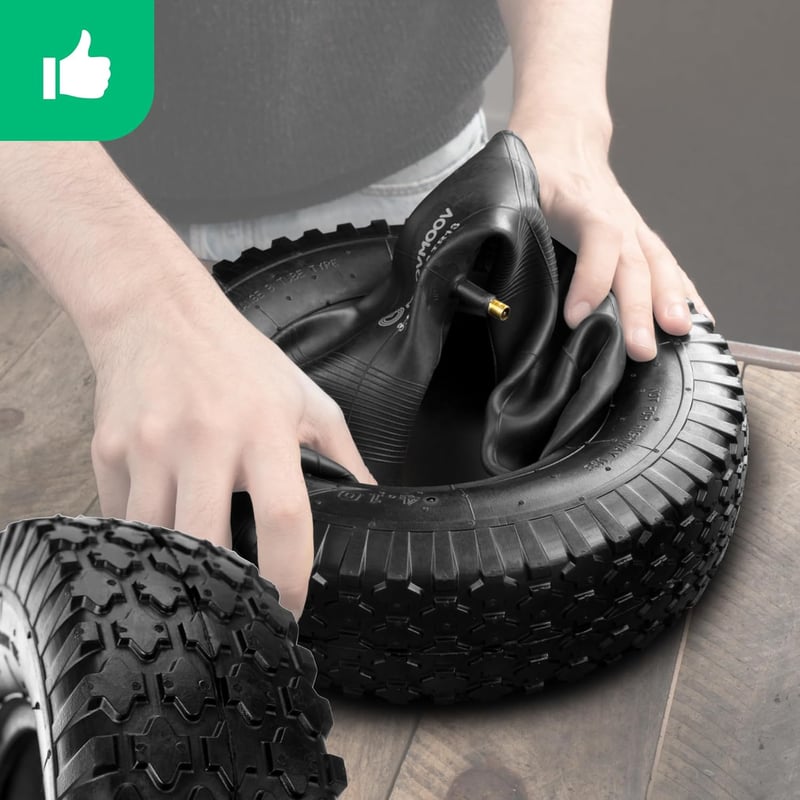 MOOVMOOV Talicska Gumiabroncs 3.50-6 (4.10/3.50-6) Belső Tömlővel - 147 kg Teherbírású Megerősített 4PLY Kerék 8" Felnihez - Univerzális Ker