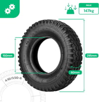 MOOVMOOV Talicska Gumiabroncs 3.50-6 (4.10/3.50-6) Belső Tömlővel - 147 kg Teherbírású Megerősített 4PLY Kerék 8" Felnihez - Univerzális Ker 5