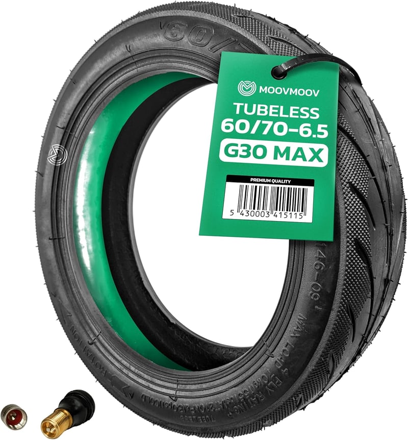 MOOVMOOV Tömlő Nélküli Gumiabroncs 10" Ninebot G30 Max Rollerhez - 60/70-6.5 Méretű Defektgátló Géllel és Szeleppel