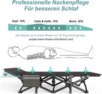 Mopaicot Furn Összecsukható Kemping Ágy 200 kg Teherbírással - Széles Vendégágy Kültéri Használatra, Szerelés Nélkül, 190x70x35 cm, Fekete 3
