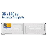 MoPei 2u1 čelična radna platforma s pocinčanim stolom, 36x140 cm, 500 kg, podesiva visina 2