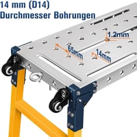 MoPei 2az1-ben Alumínium Munkaplattform Magasságállítható 36x140cm Horganyzott 3
