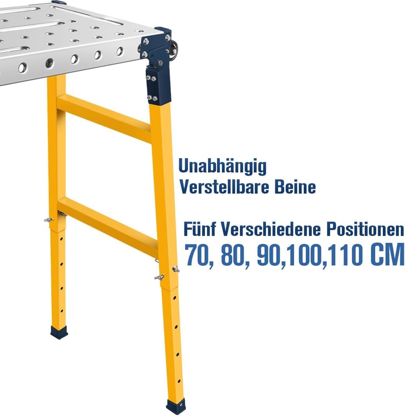 MoPei 2az1-ben Alumínium Munkaplattform Magasságállítható 36x140cm Horganyzott