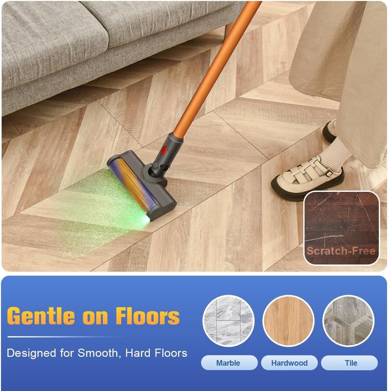 MoPei LED padlófej Dyson V8 V10 V11 V15 porszívóhoz, világító kefe kemény padlóhoz