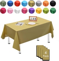MORAINJAY 4 db Arany Téglalap Alakú Eldobható Asztalterítő 137x274 cm - Vízálló, Foltálló PEVA Terítő Esküvőre, Születésnapra, Kerti Partikr 1