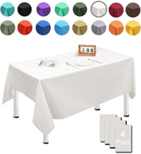 MORAINJAY 4 db Krémfehér Téglalap Alakú Eldobható Asztalterítő 137x274 cm - Vízálló, Foltálló Műanyag Terítő Esküvőre, Születésnapra, Partik 1
