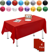 MORAINJAY 4 db Piros Vízálló Asztalterítő 137x274 cm - Újrahasználható PEVA Téglalap Alakú Terítő Születésnapra, Esküvőre, Kerti Partikra 1