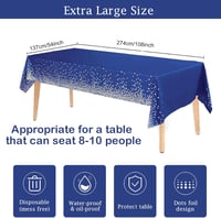 MORAINJAY 4 db Sötétkék-Arany Asztalterítő Szett 137x274 cm - Vízálló, Foltálló PEVA Terítő Születésnapra, Esküvőre, Karácsonyra 2