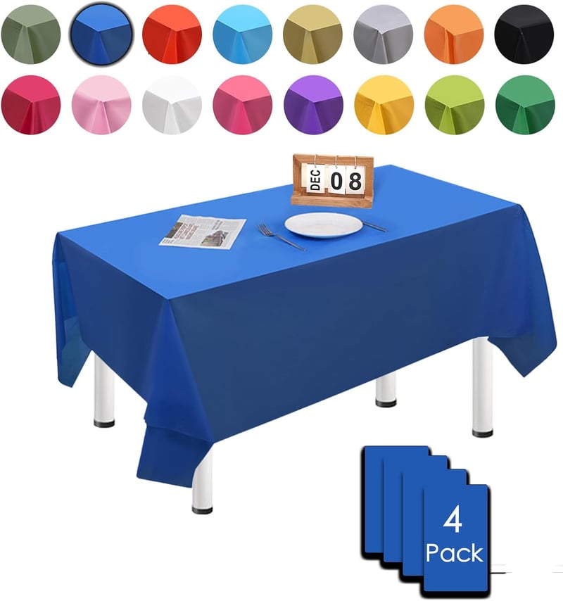 MORAINJAY 4 db Sötétkék Téglalap Alakú Asztalterítő 137x274 cm - Vízálló, Újrahasználható PEVA Terítő Születésnapra, Esküvőre, Partikra