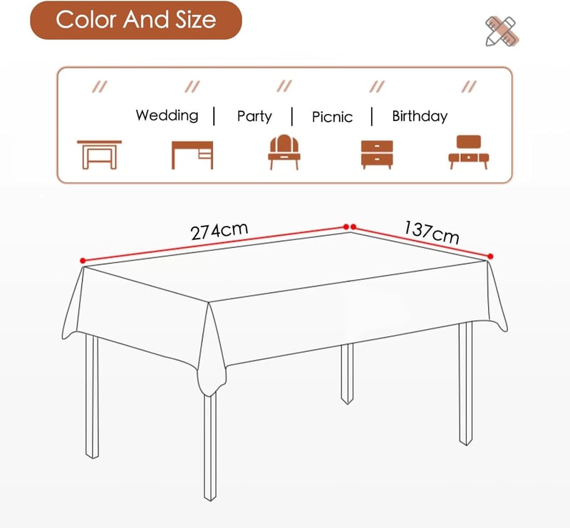 MORAINJAY 4 db Arany Téglalap Alakú Eldobható Asztalterítő 137x274 cm - Vízálló, Foltálló PEVA Terítő Esküvőre, Születésnapra, Kerti Partikr