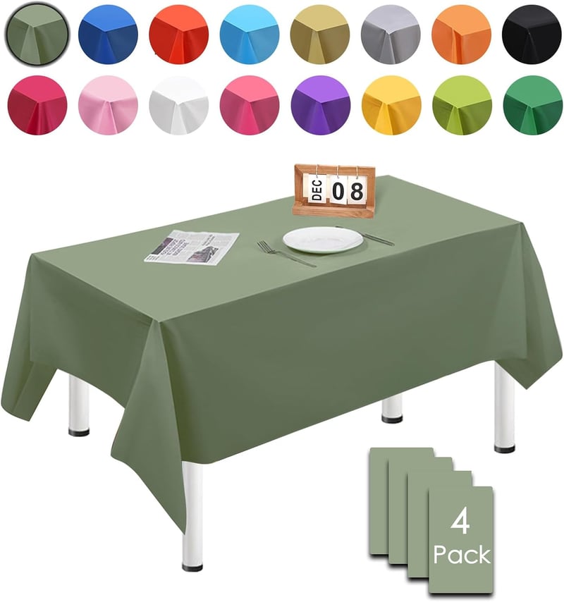 MORAINJAY 4 db Világoszöld Téglalap Alakú Vízálló Asztalterítő 137x274 cm - Újrahasználható PEVA Terítő Születésnapra, Esküvőre, Partikra