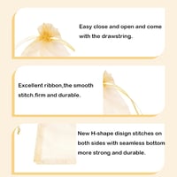 MORAINJAY Arany Organza Ajándéktasak 100db - 9x12cm Ékszertasak Húzózsinórral - Esküvői, Karácsonyi, Születésnapi Csomagolás 3