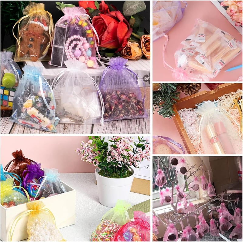 MORAINJAY Elefántcsont Fehér Organza Tasak 100db - 9x12cm Ajándéktasak Húzózsinórral - Esküvői, Ékszer, Levendula Tárolózsák Ünnepekre