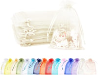 MORAINJAY Elefántcsont Fehér Organza Tasak 100db - 9x12cm Ajándéktasak Húzózsinórral - Esküvői, Ékszer, Levendula Tárolózsák Ünnepekre 1