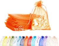 MORAINJAY Narancssárga Organza Ajándéktasak 9x12 cm - 100 db Húzózsinóros Ékszertasak Esküvőre, Születésnapra, Karácsonyi Ajándékokhoz 1