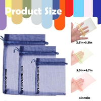 MORAINJAY Organza Ajándéktasak Szett - 100 db Sötétkék Tasak Zsinórral 9x12 cm - Esküvői, Ékszer, Levendula Tárolásra - Újrahasználható Mini 2