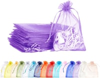 MORAINJAY Organza Ajándéktasak Szett - 100 db Világoslila Tasak Húzózsinórral, 9x12 cm, Esküvői, Ékszer, Levendula Tárolásra, Minimál Stílus 1
