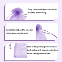 MORAINJAY Organza Ajándéktasak Szett - 100 db Világoslila Tasak Húzózsinórral, 9x12 cm, Esküvői, Ékszer, Levendula Tárolásra, Minimál Stílus 3