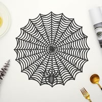 MORAINJAY Pók Mintás Tányéralátét Szett - 2 db PVC Alátét Halloween Dekorációhoz, Mosható, Hőálló, 38 cm, Csúszásgátló, Kerek Asztalterítő 3