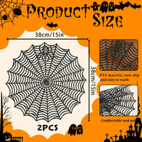 MORAINJAY Pók Mintás Tányéralátét Szett - 2 db PVC Alátét Halloween Dekorációhoz, Mosható, Hőálló, 38 cm, Csúszásgátló, Kerek Asztalterítő 2