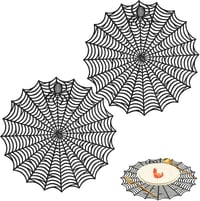 MORAINJAY Pók Mintás Tányéralátét Szett - 2 db PVC Alátét Halloween Dekorációhoz, Mosható, Hőálló, 38 cm, Csúszásgátló, Kerek Asztalterítő 1