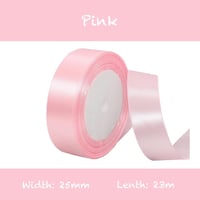 MORAINJAY Rózsaszín Szatén Szalag 25mm x 23m - Dekorációs Poliészter Szalag Esküvőre, Ajándékcsomagoláshoz, Kézműves Alkotásokhoz és Ünnepi  2