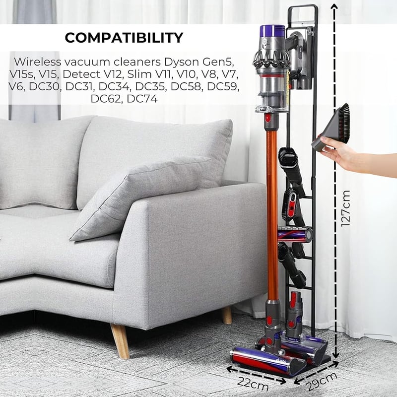 MORANGO Dyson porszívó tartó V15 V12 V11 V10 V8 V7 V6 DC sorozat - kerekekkel, fali tároló