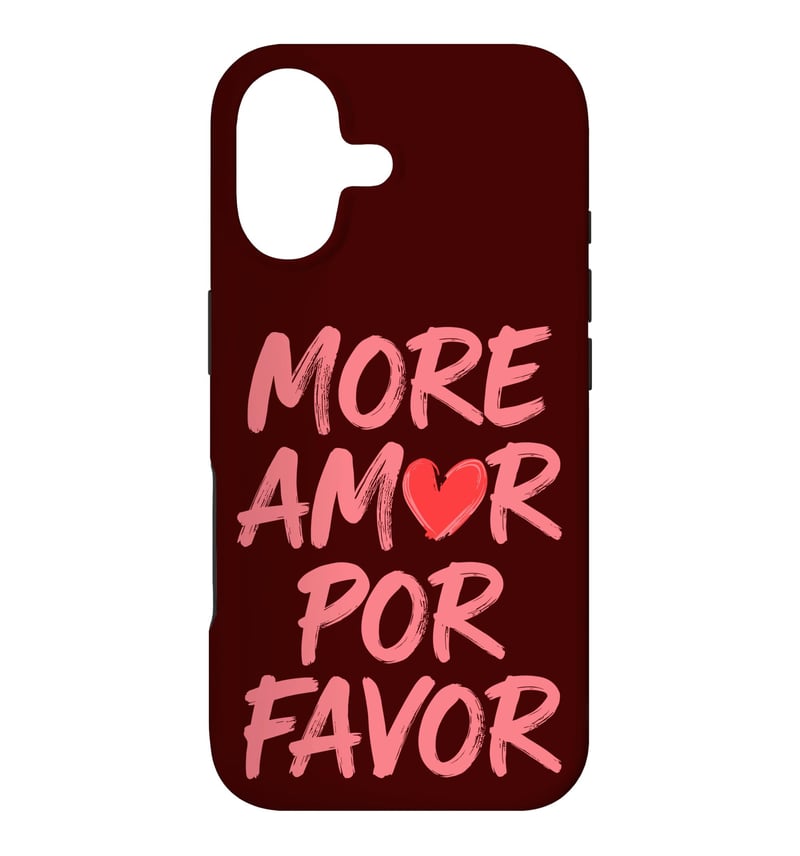 Husă iPhone 17 More Amor Por Favor Designs cu citat despre iubire - Citat Amor Por Favor cu model inimă