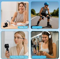 Mini ventilator portabil Morelax Turbo, 5 viteze cu afișaj LED, 4000 mAh, reîncărcabil prin USB, negru, pentru activități în aer liber, călătorii 8