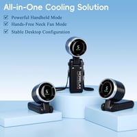 Mini ventilator portabil Morelax Turbo, 5 viteze cu afișaj LED, 4000 mAh, reîncărcabil prin USB, negru, pentru activități în aer liber, călătorii 5