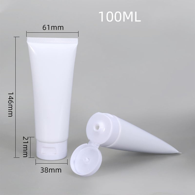 MORICOH 5db Fehér Utazó Tubus 100ml Tölthető Kozmetikai Tartály Krém Lotion Sampon - 100 ml