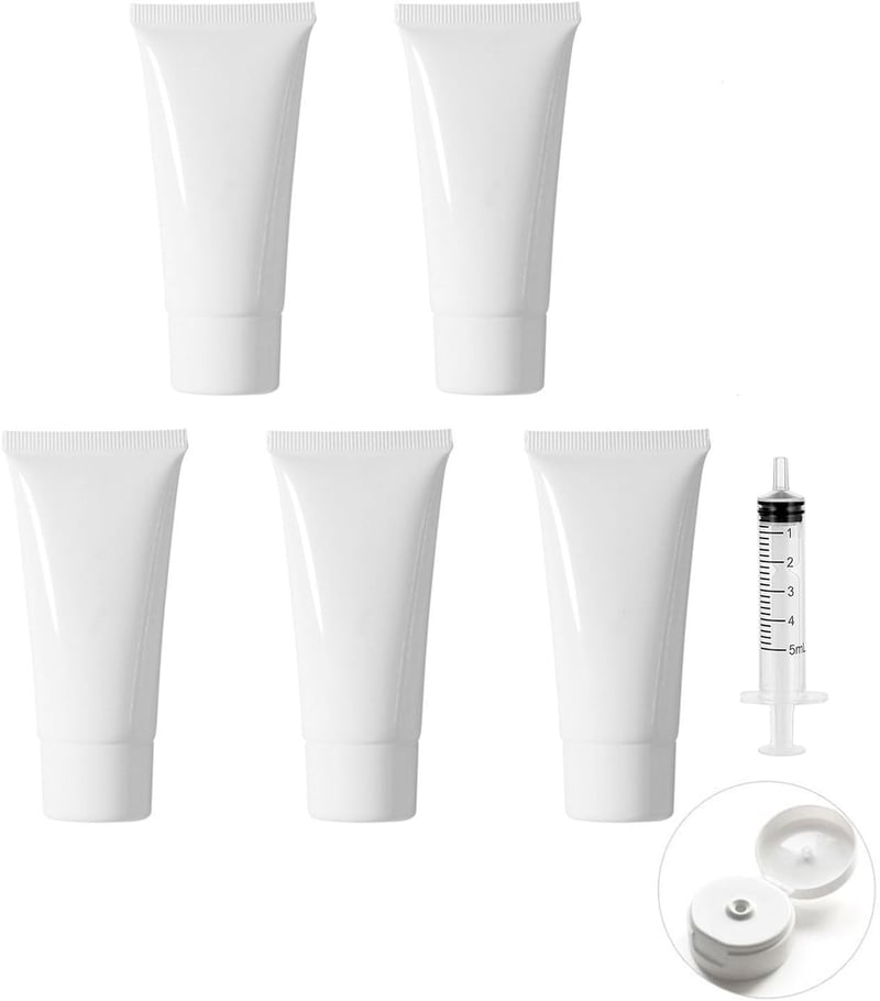 MORICOH 5db Fehér Utazó Tubus 100ml Tölthető Kozmetikai Tartály Krém Lotion Sampon - 100 ml