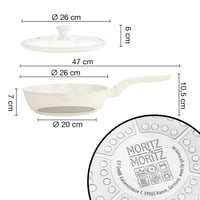 Keramická panvica Moritz & Moritz s pokrievkou 26 cm – bez PFAS, PFOA a PTFE – Nepriľnavá panvica na vyprážanie – Na všetky typy sporákov – Béžová 2