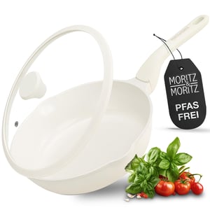 Moritz & Moritz keramička tava s poklopcem 26 cm – bez PFAS, PFOA i PTFE – neprijanjajuća tava – za sve vrste štednjaka – bež