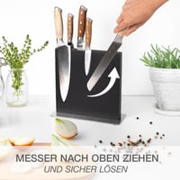 Suport magnetic pentru cuțite Moritz & Moritz, negru - Suport magnetic puternic pentru cuțite în bucătărie, bloc de cuțite modern și care economisește spațiu (fără cuțite) 5