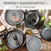 Jedálenská súprava Moritz & Moritz Organic, 18-dielna pre 6 osôb, sivá kameninová súprava tanierov, NEÚPLNÁ: chýba 5 plytkých tanierov (stav: pozri 2. obrázok) 4