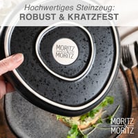 Jedálenská súprava Moritz & Moritz Organic, 18-dielna pre 6 osôb, sivá kameninová súprava tanierov, NEÚPLNÁ: chýba 5 plytkých tanierov (stav: pozri 2. obrázok) 7