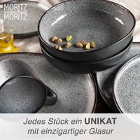Jedálenská súprava Moritz & Moritz Organic, 18-dielna pre 6 osôb, sivá kameninová súprava tanierov, NEÚPLNÁ: chýba 5 plytkých tanierov (stav: pozri 2. obrázok) 8