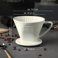 Moritz & Moritz porculanski trajni filter za kavu, veličina 2 – višekratni držač filtera – kompatibilan s Melitta 1x2 vrećicama – za 2-3 šalice – bijeli 2
