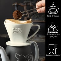 Moritz & Moritz porculanski trajni filter za kavu, veličina 2 – višekratni držač filtera – kompatibilan s Melitta 1x2 vrećicama – za 2-3 šalice – bijeli 3